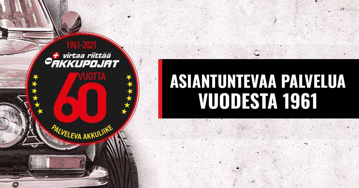 Akkupojat palveleva akkuliike täytti 60 vuotta