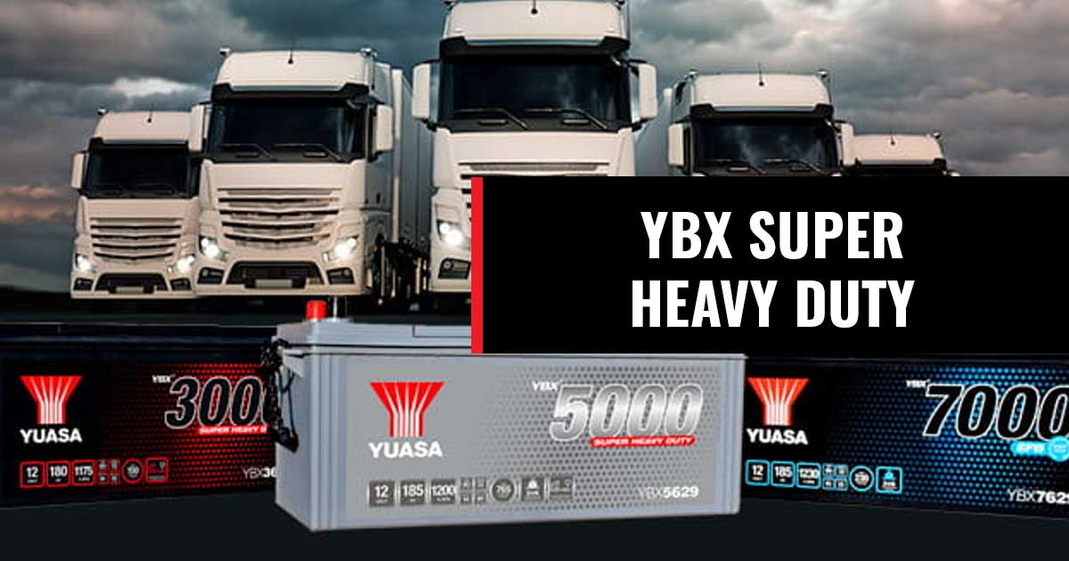 Raskaankaluston YBX Super Heavy Duty -akut. Kuorma-auton akku, raskaankaluston akut. Yuasa akut.
