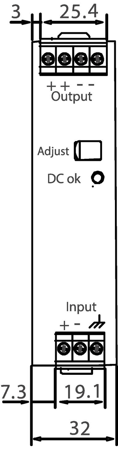 CD5-teholähde mittakuva etupuoli