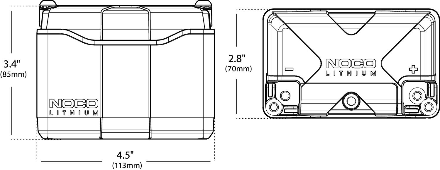 Powersport käynnistysakku tekninen kuva