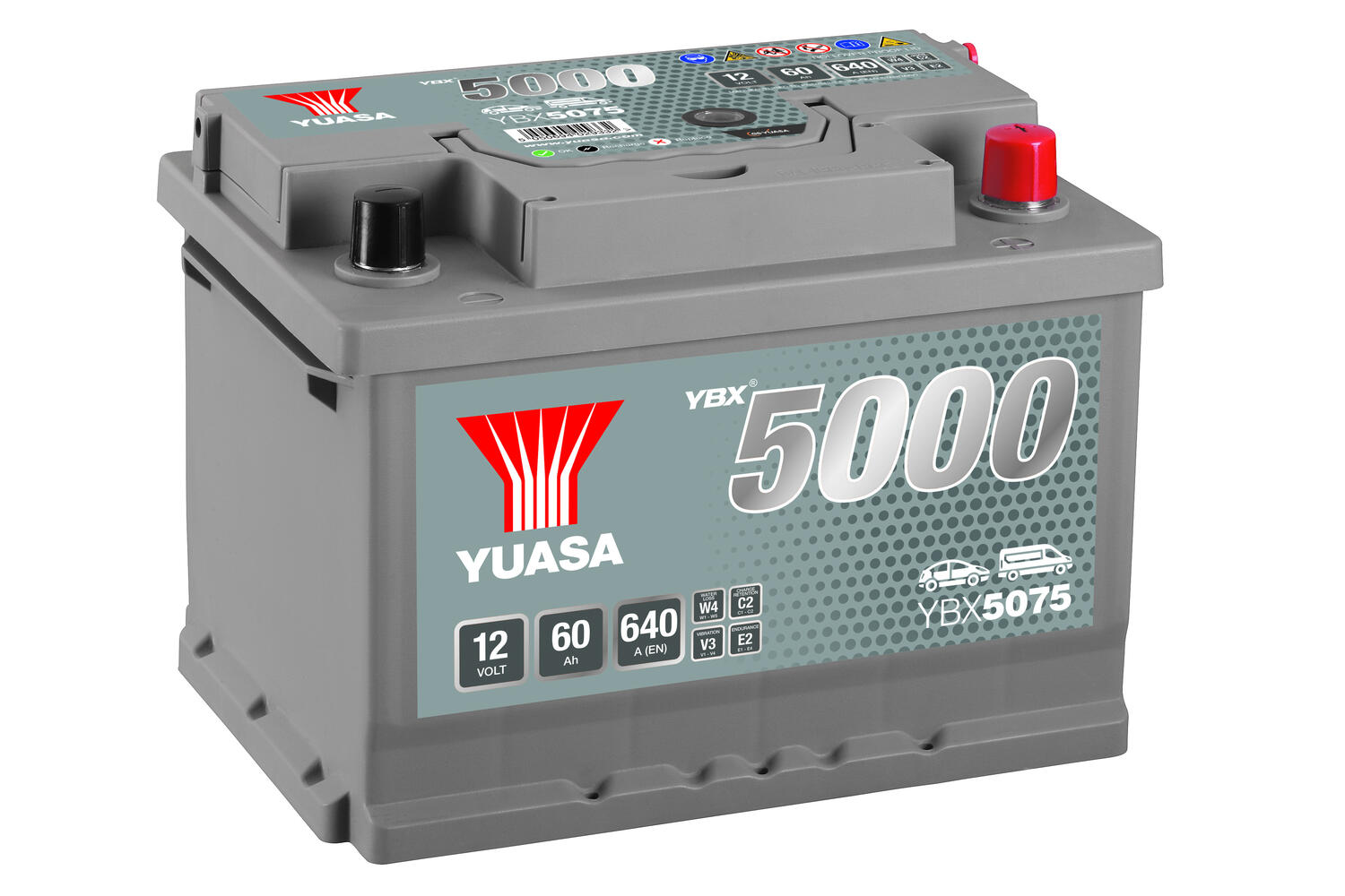 Yuasa YBX5075 Käynnistysakku 12 V 60 Ah 640CCA